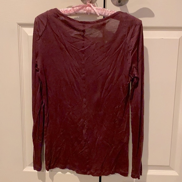 Maroon Long-Sleeve Shirt 7-for-all-mankind Size Small - Picture 2 of 3